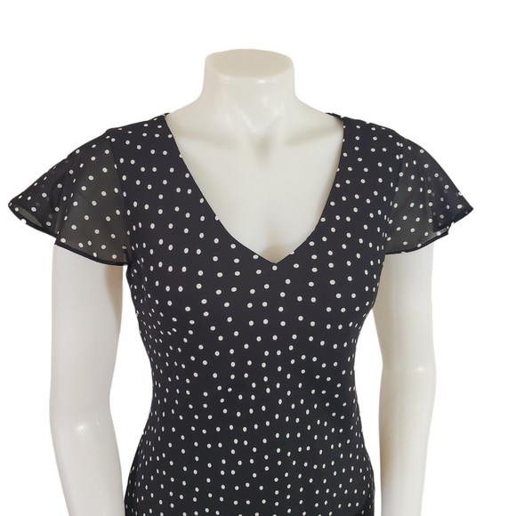 VINTAGE Donna Ricco Womens Black White Polka Dot Party Dress Size 6 Short Sleeve - Picture 3 of 8